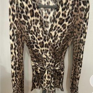 Joie Animal Print Wrap Blouse
